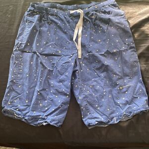 Nick & Nora navy blue starry night pj pajama pants ruffle shorts size medium